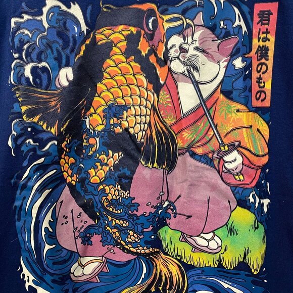 Threadless The Cat and the Koi Graphic Design T-Shirt M - Picture 4 of 5